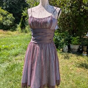 Elegant Blue & Mocha Spaghetti Strap Dress 3/4